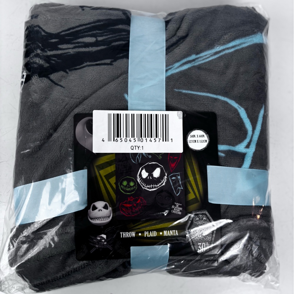 Disney Gray and Blue Nightmare Before Christmas Throw Blanket